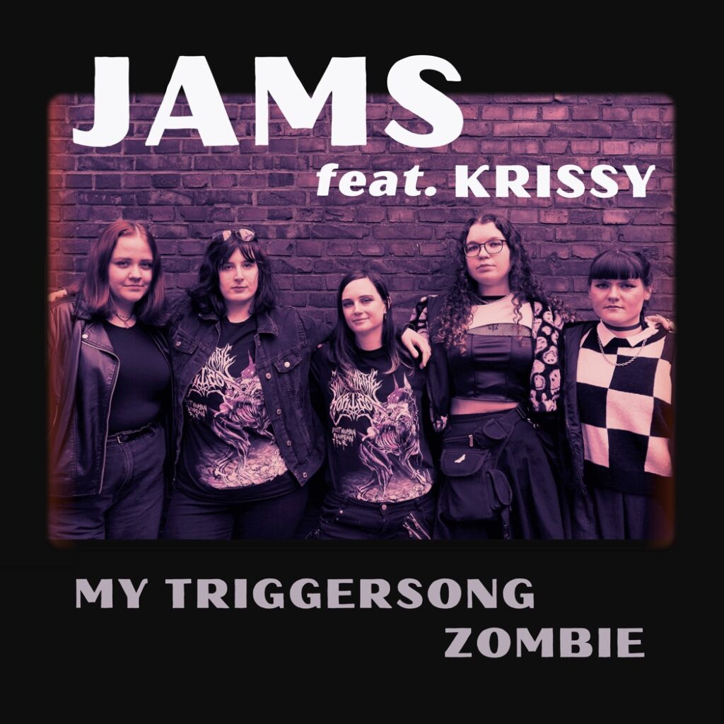 Die fünf Bandmitglieder stehen Arm in Arm vor einer Wand und posieren für das Coverbild der JAMS-EP.